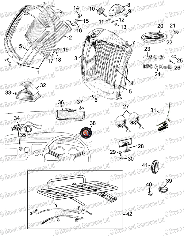 Image for Grilles. Badges. Mirrors & luggage racks